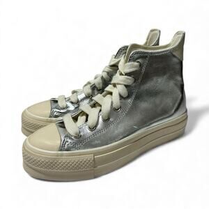 Converse Chuck Taylor Metallic Silver Platform High Top Sneakers Women's size 8